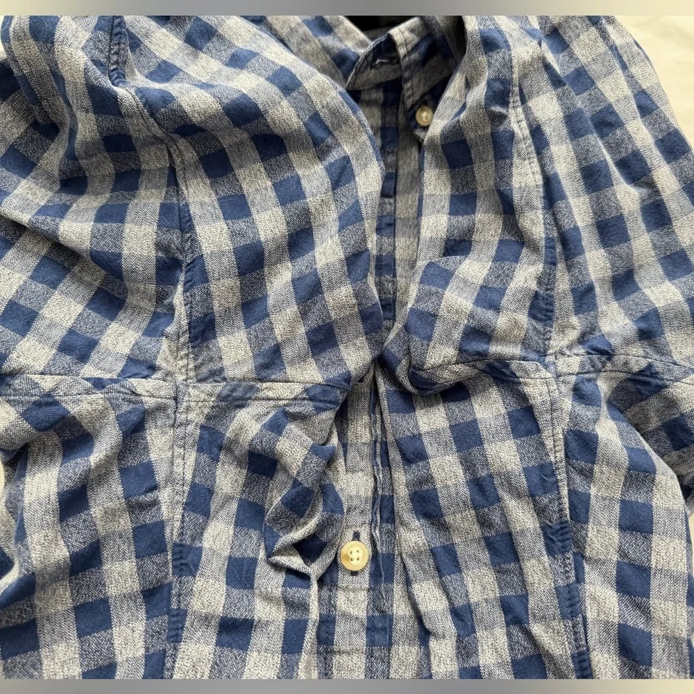 J. Crew Mens Checkered Button Long Sleeve Collar Shirt | Size M | Blue & Gray